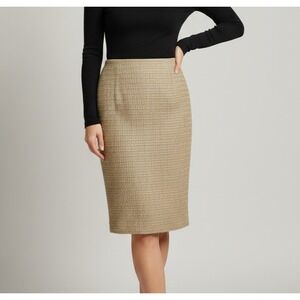 Escada Tweed Knit Women's Size W30 Yellow Tan Zip-Up Short Skirt